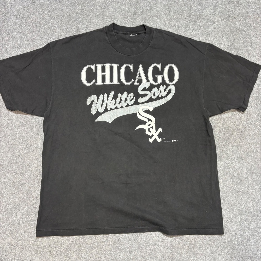 Vintage 1993 Chicago White Sox Team Hanes T-Shirt Mens XL Black Single Stitch
